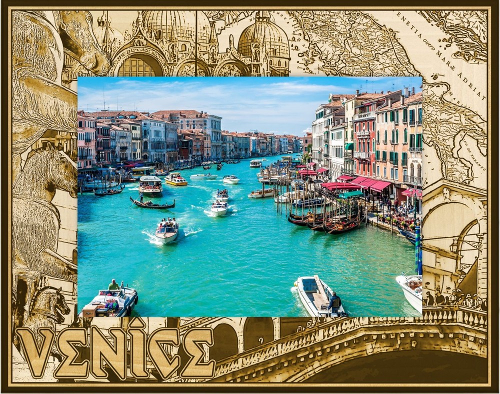 Venice Italy Laser Engraved Wood Picture Frame Landscape (4 x 6)