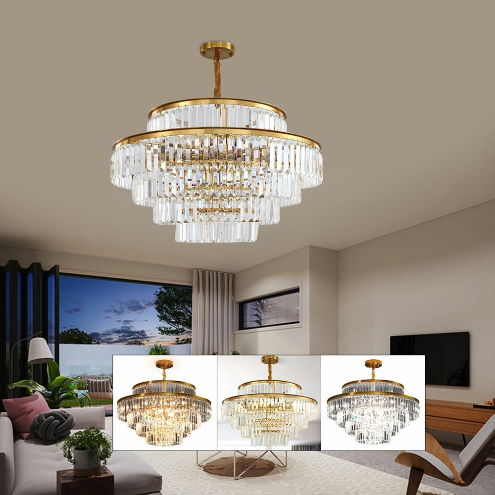 31.5 Inch Modern Crystal Chandelier Flush Mount Ceiling Light Pendant Lamp