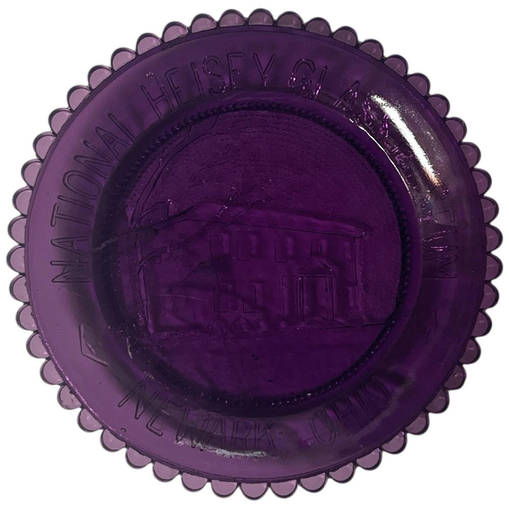 National Heisey Glass Museum Purple Commemorative Plate Newark Ohio Cup Plate