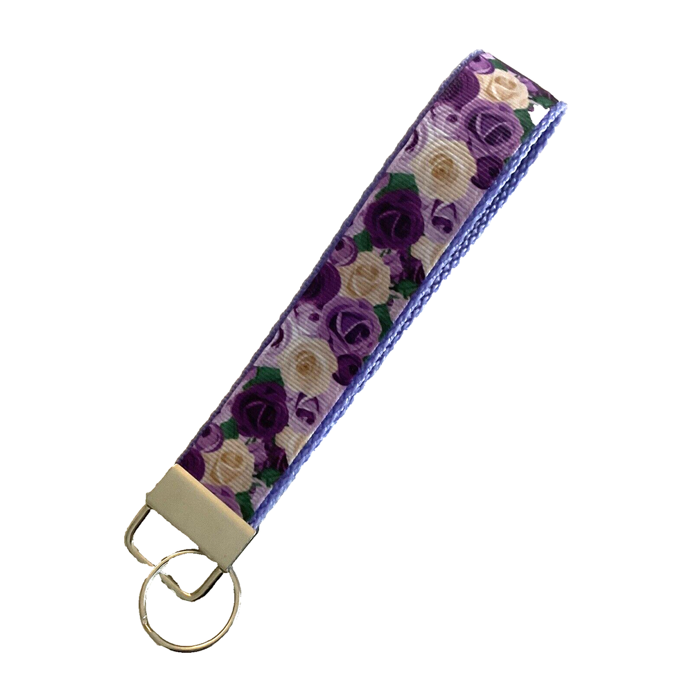 Lilac Purple Handmade Keychain Wristlet with Cane Strap Coastal Grandmother Style  