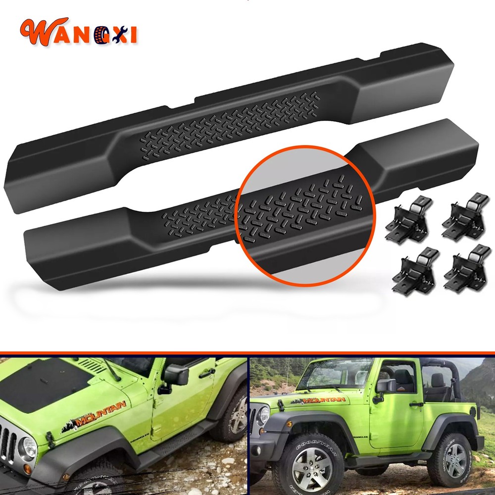 Running Boards for 2007-2018 Jeep Wrangler JK 2 Door Black Side Step Nerf Bars