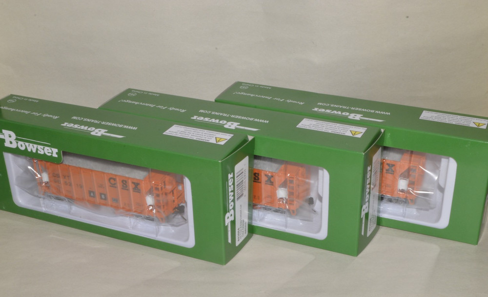 HO scale Bowser CSX Transportation RR MW ACF ballast hopper cars lot set of 3