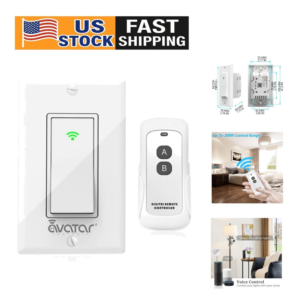 Smart WiFi Light Switch with App & Voice Control - Easy 1-Way Installation