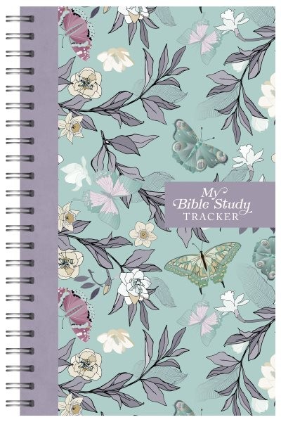 My Bible Study Tracker Spiral Notebook with Lilac Butterflies Design by Barbour Staff 2025