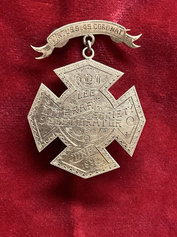 Antique 10 karat Gold Lee Literary Society Best Orator Medal circa 1896 VPI