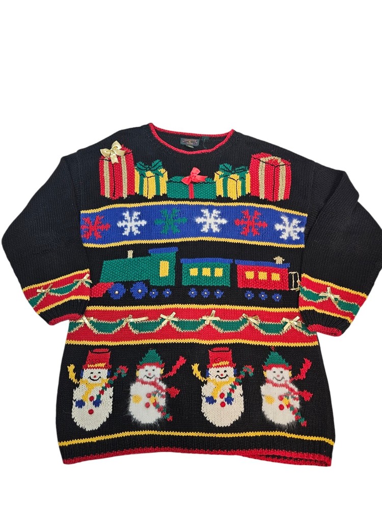 Vintage Charter Club Handknit Ugly Christmas Sweater Dress Size Large Women H56