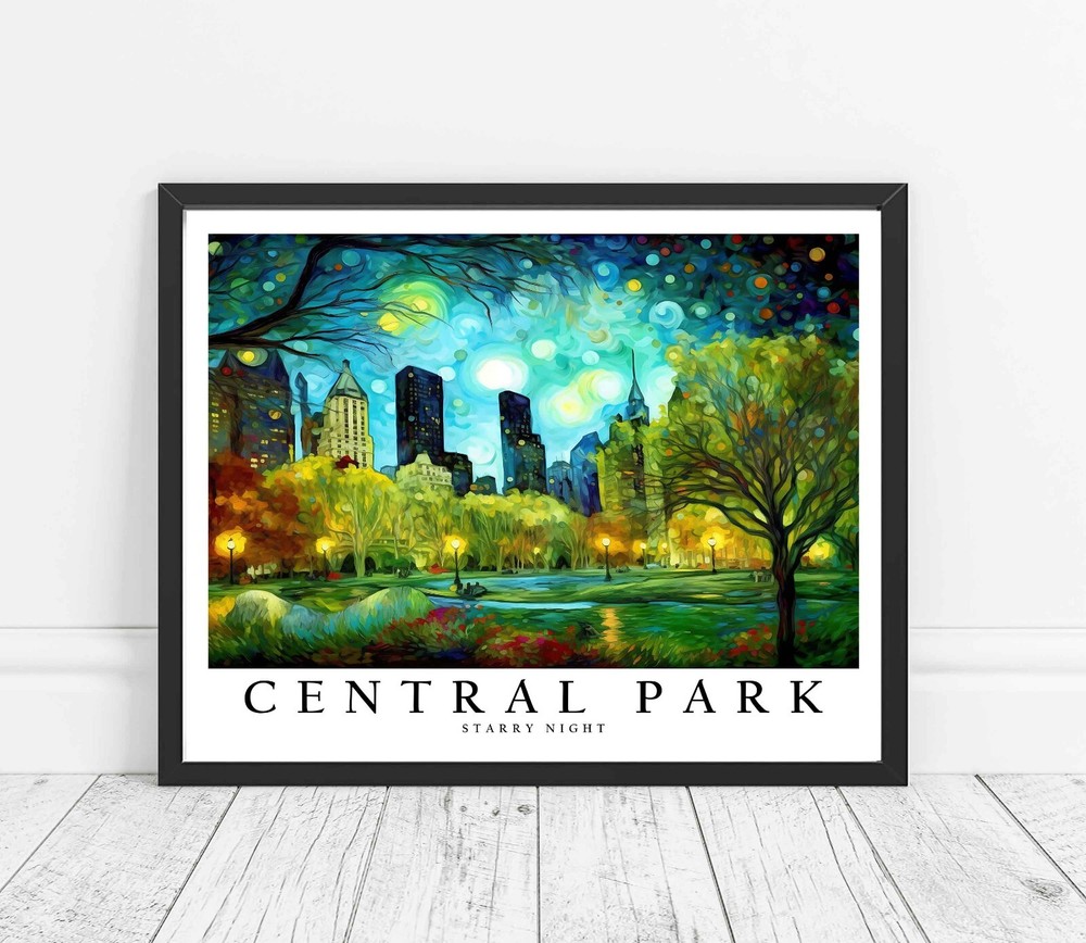 Central Park by Van Gogh City Starry Night Art Print Poster Wall Art Painting