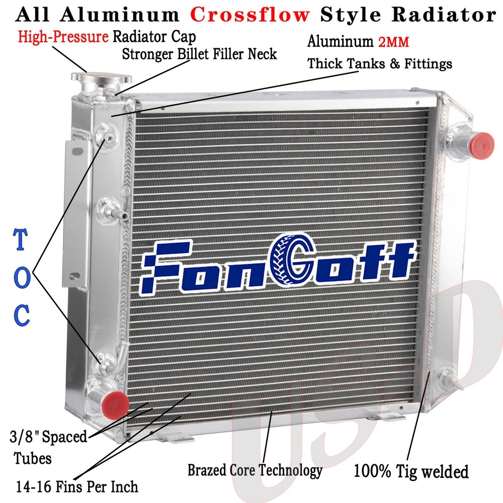 3 Row Aluminum Radiator for Hyster Yale Forklift H25XM H35XM 2021741 9124956013