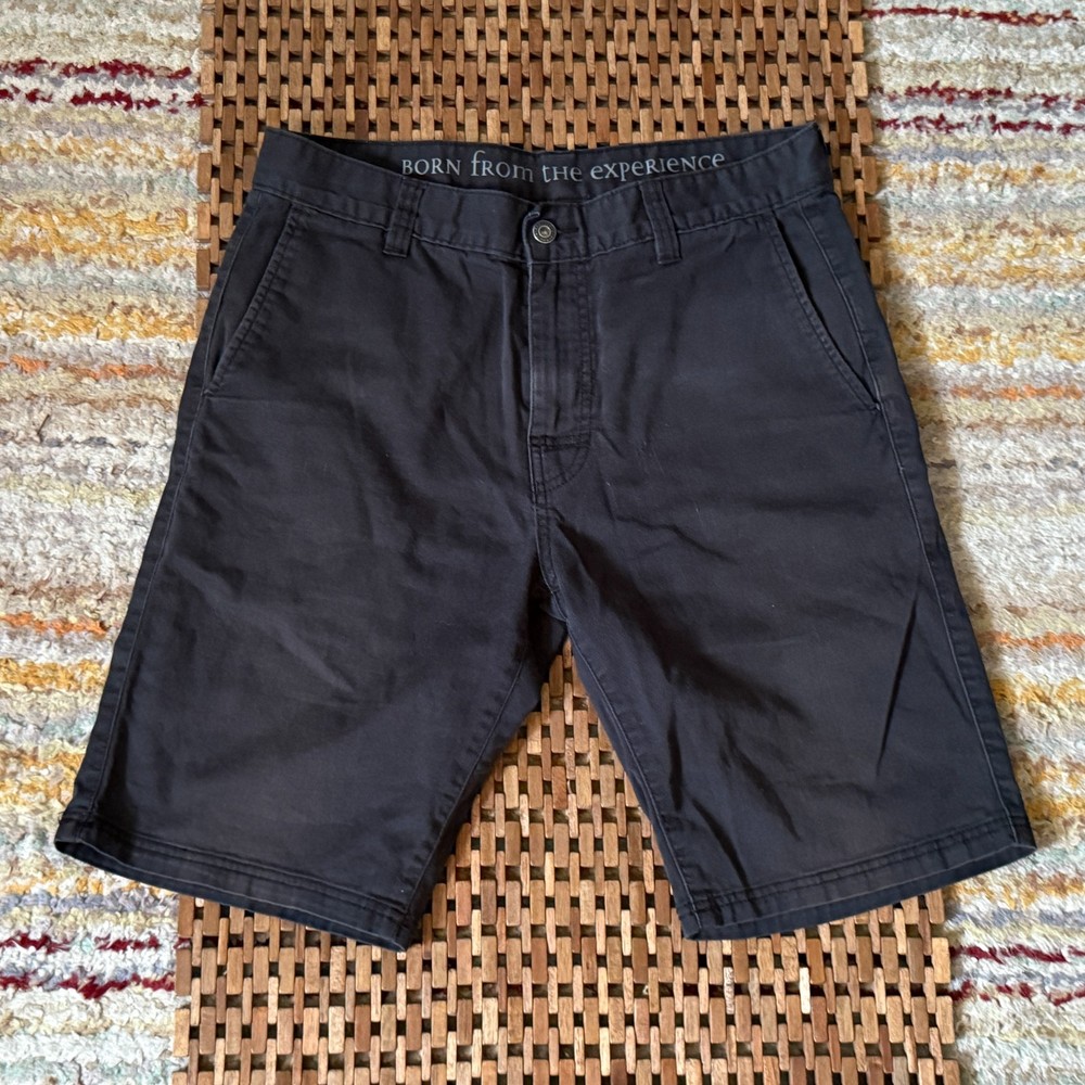 Prana Black Canvas Flat Front Chino Shorts Men's Size 32