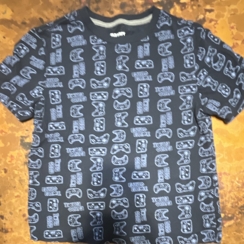 Old Navy Men's Black Graphic Print Crew Neck Short Sleeve T-Shirt Size M