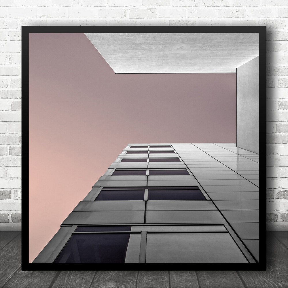 Windows White Building Blue Purple Modern Architecture Shaft Square Art Print