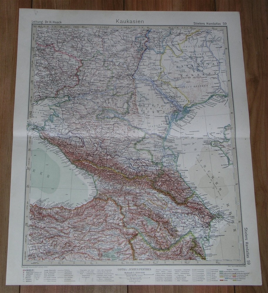 1927 Original Vintage Map Of Caucasus Armenia Georgia Azerbaijan Russia Turkey