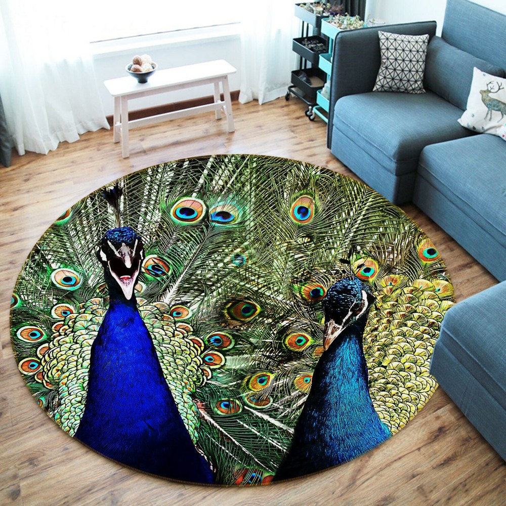 3D Green Peacock Non-Slip Rug Mat Elegant Animal Print Carpet O1767