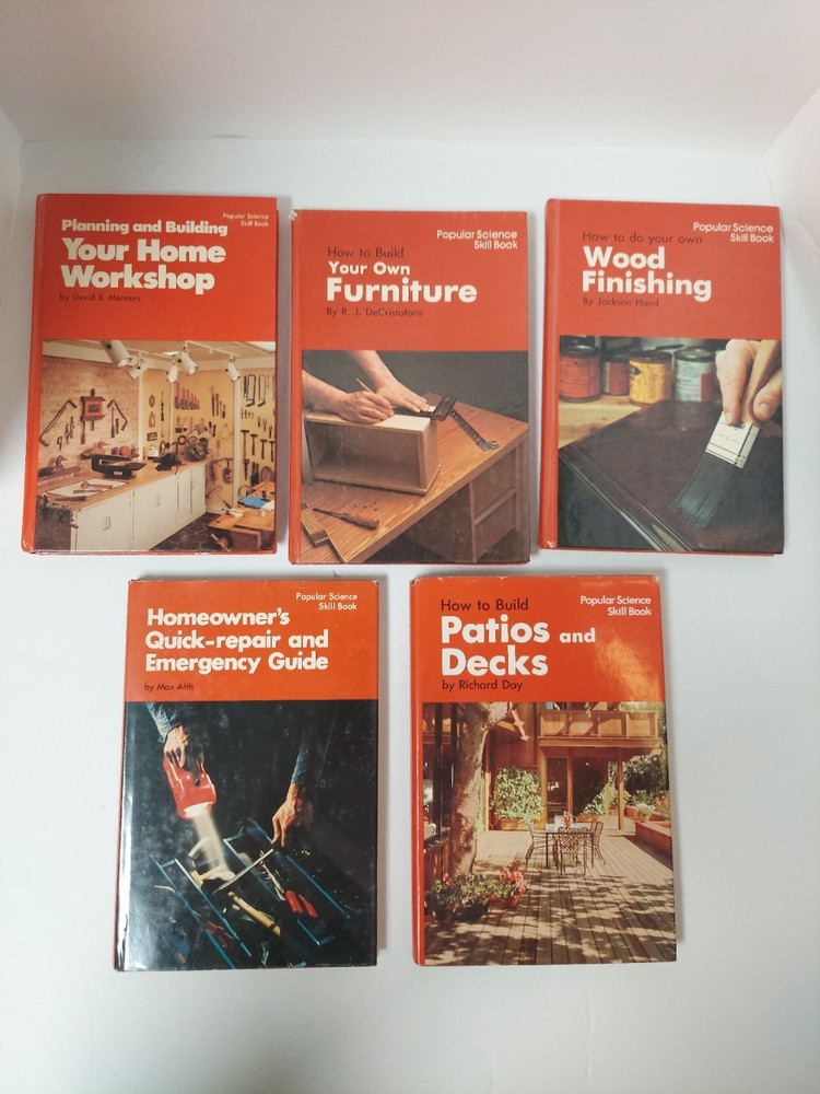 Lot of 5 Popular Science Skill Book Vintage Home Improvement DIY Books