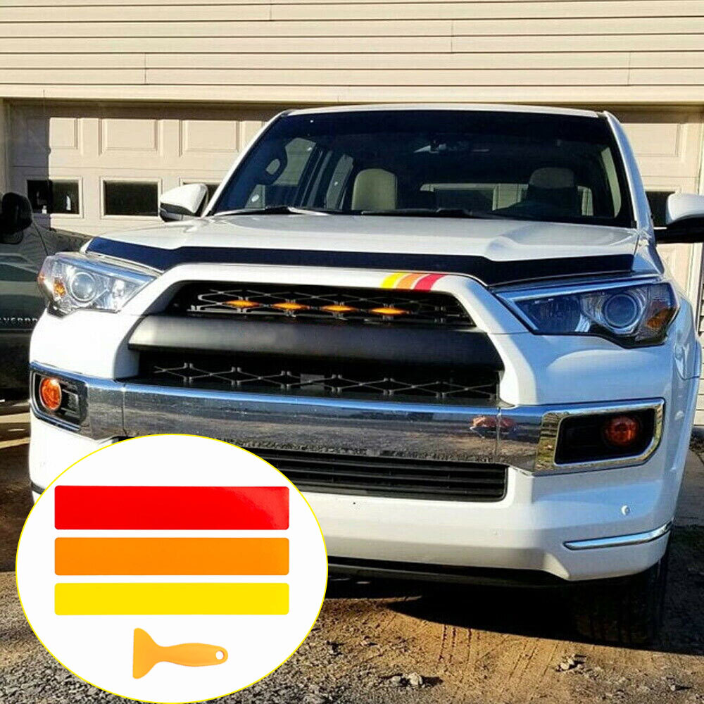 7.9In Classic Retro Style Tri-Color Stripe Decal Sticker Exterior Interior Trim