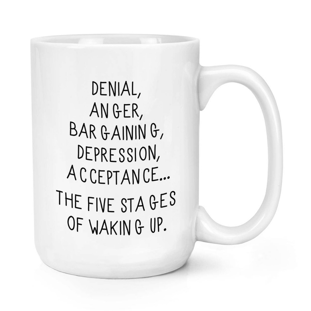 Large Coffee Mug - Five Stages of Waking Up Design