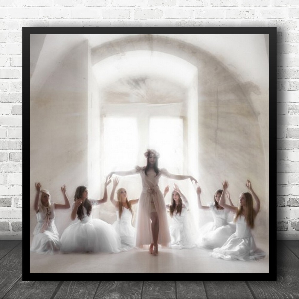 Light Portrait Group Bride Fearie Queen Soft Woman Fashion Square Wall Art Print