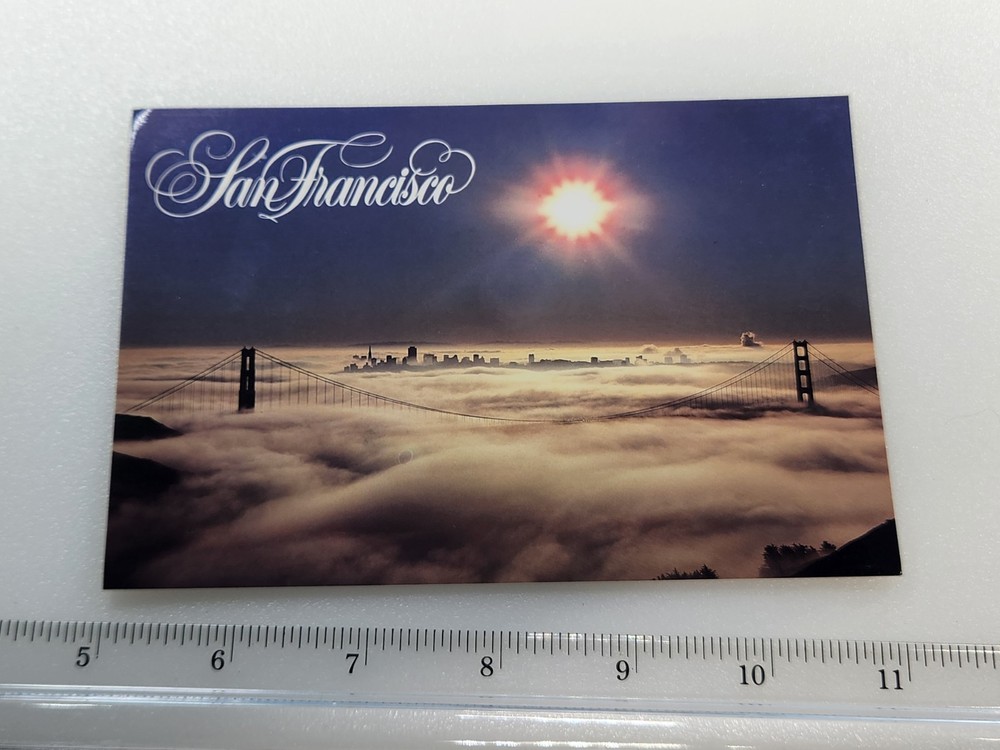 San Francisco Bridge Clouds 19 Cent Stamp Vtg Postcard Posted 1994
