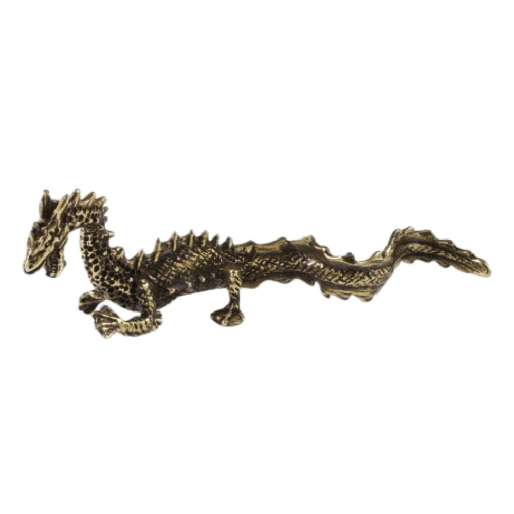 Brass Chinese Dragon Figurine Collectible Desktop Ornament for Home Decor