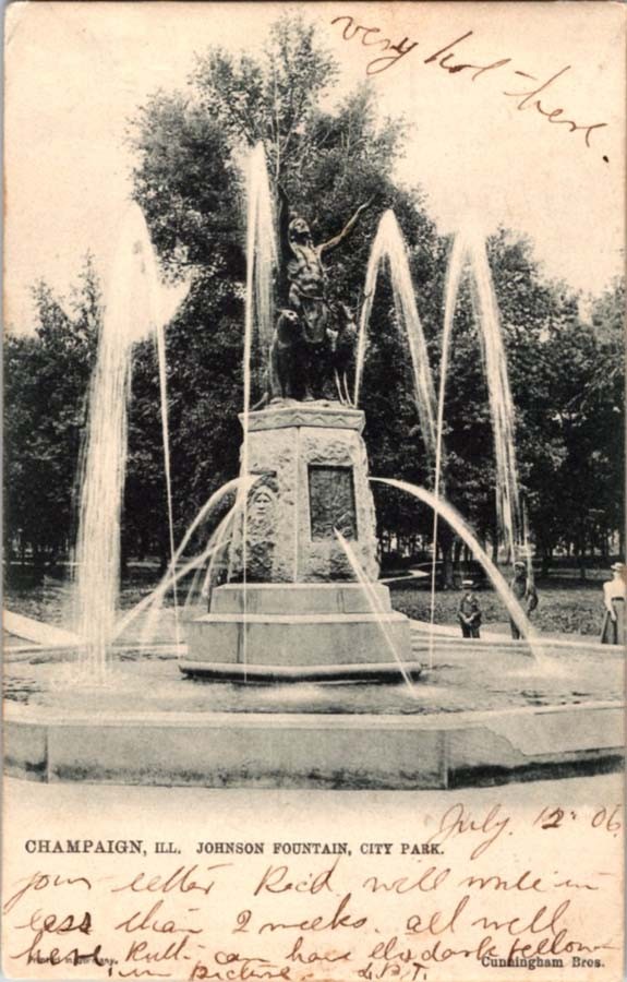 Champaign Illinois IL : FOUNTAIN SCENE m/14 BB1306
