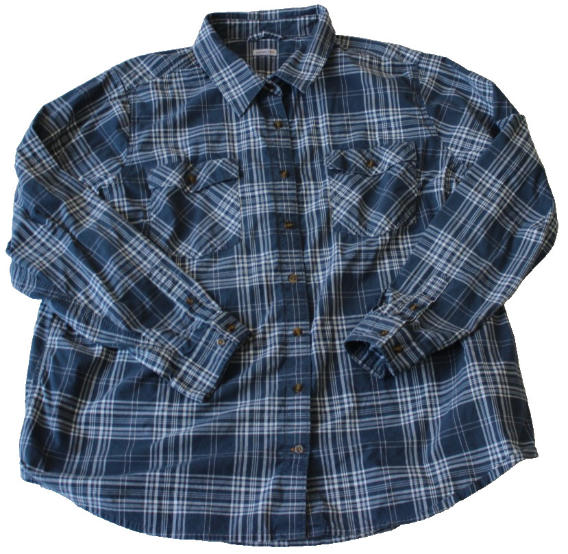 Carhartt Women's Rugged Flex Button-Up Shirt Size 3X Blue White Plaid 104230