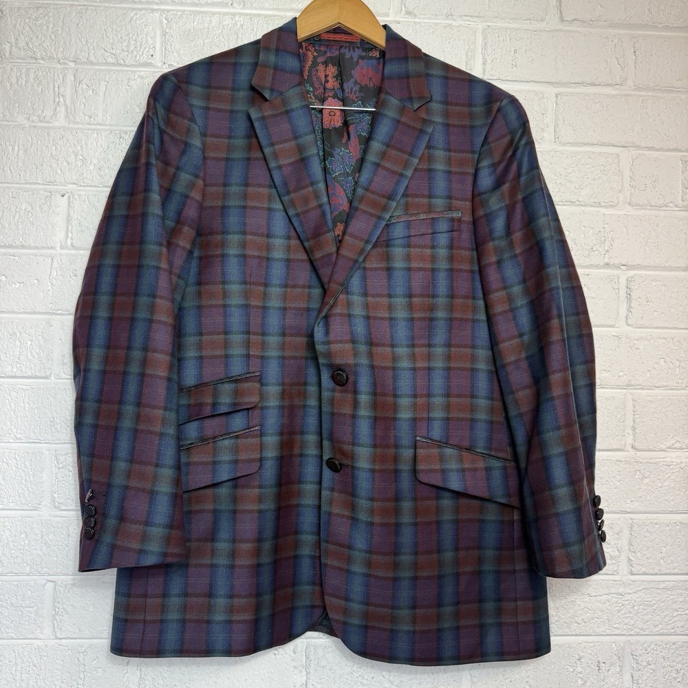 Robert Graham Blazer Mens 42 R 100% Wool  Jacket Sports Coat Plaid Harry Ellis