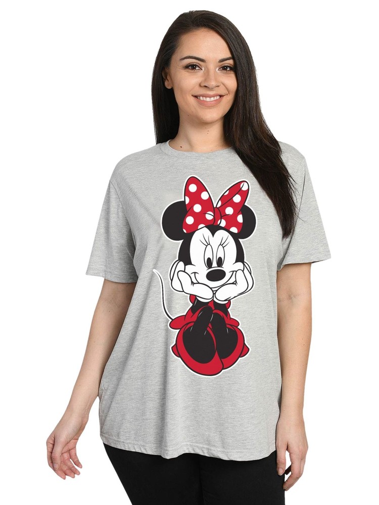 Women's Plus Size Disney Minnie Mouse T-Shirt Short Sleeve Gray