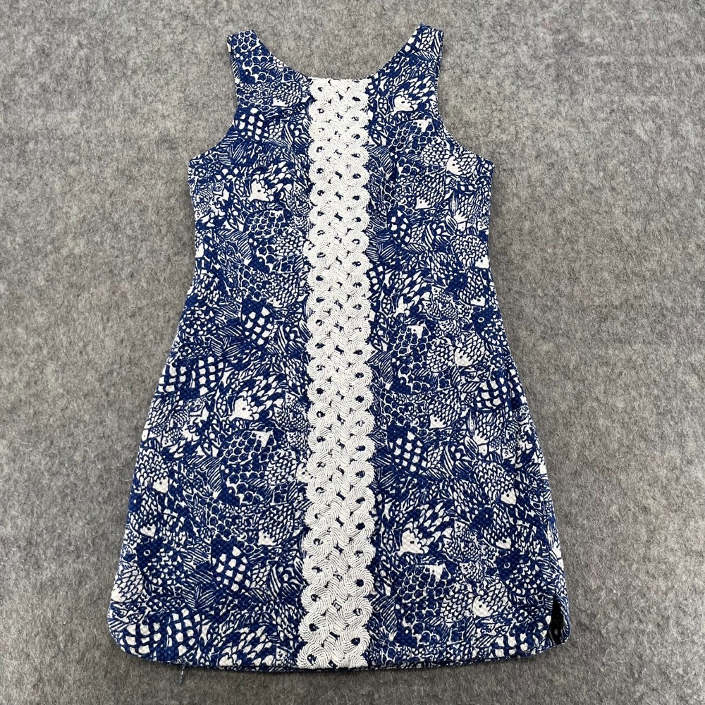 Lilly Pulitzer x Target Sheath Dress Womens Size 8 Blue White Sleeveless Lace