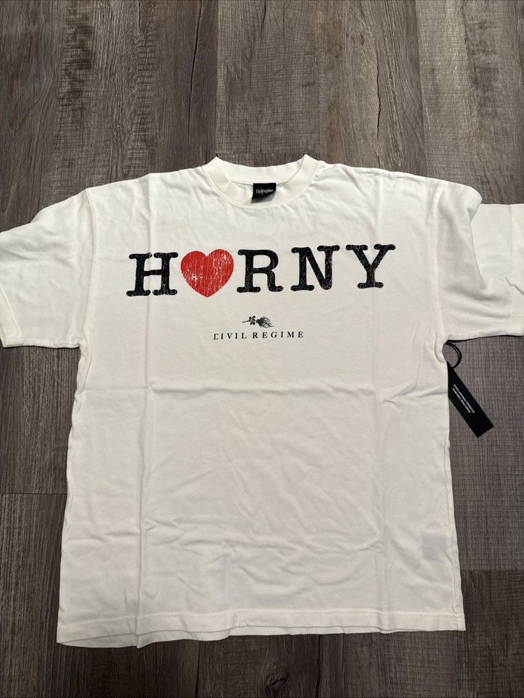 Size Large - Civil Regime “Horny American Classic” Oversized Tee In Butter 🔥