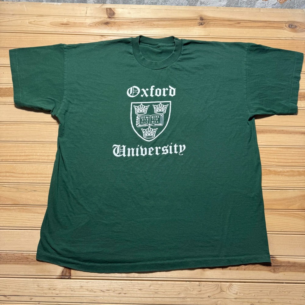 Vintage 90s Y2K Oxford University Crest Single Stitch Graphic T-Shirt Men's - XL