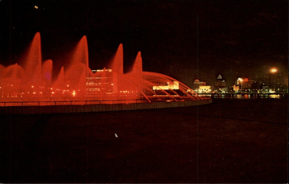 Fountain of Friendship Jacksonville Florida vintage night postcard f566