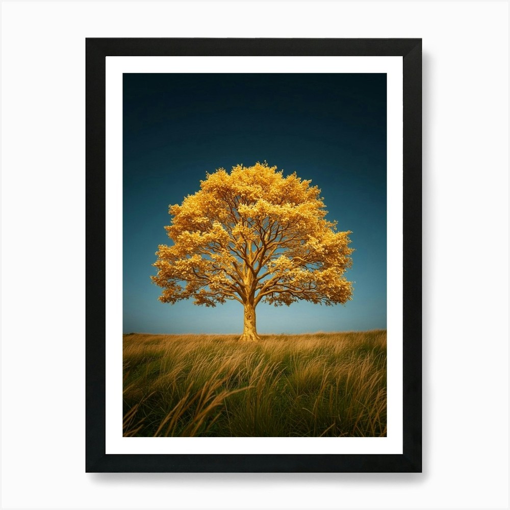 Golden Tree 1 Framed Canvas Art Print Wall Decor Picture