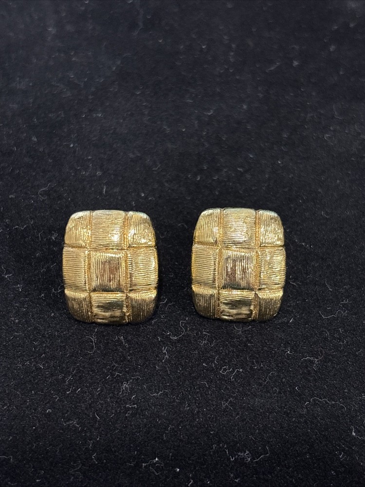 Vintage Signed Napier Gold Toned Woven Clip-on Earrings