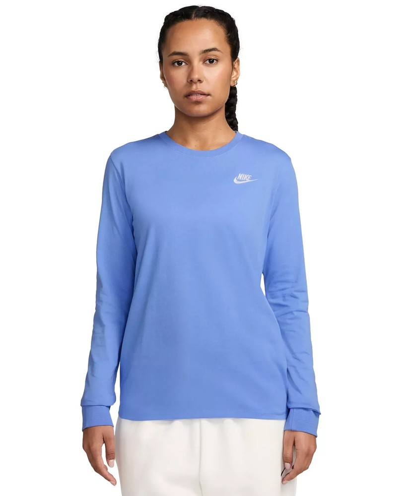 Nike Women's Top Sz S Sportswear Club Cotton Long-Sleeve T-Shirt