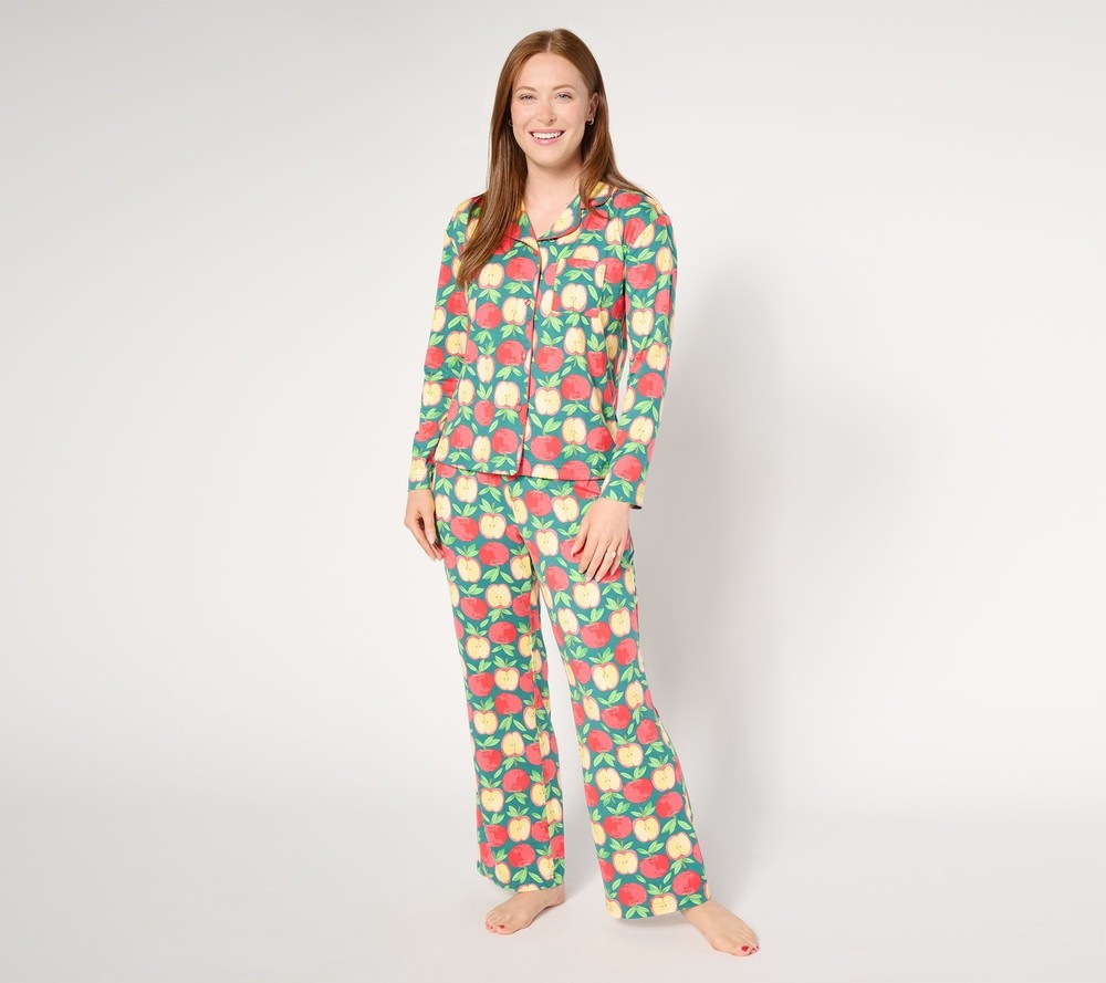 Muk Luks Women's Sleepwear Sz S Dream Cloud Notch Collar Multi-colored A656006