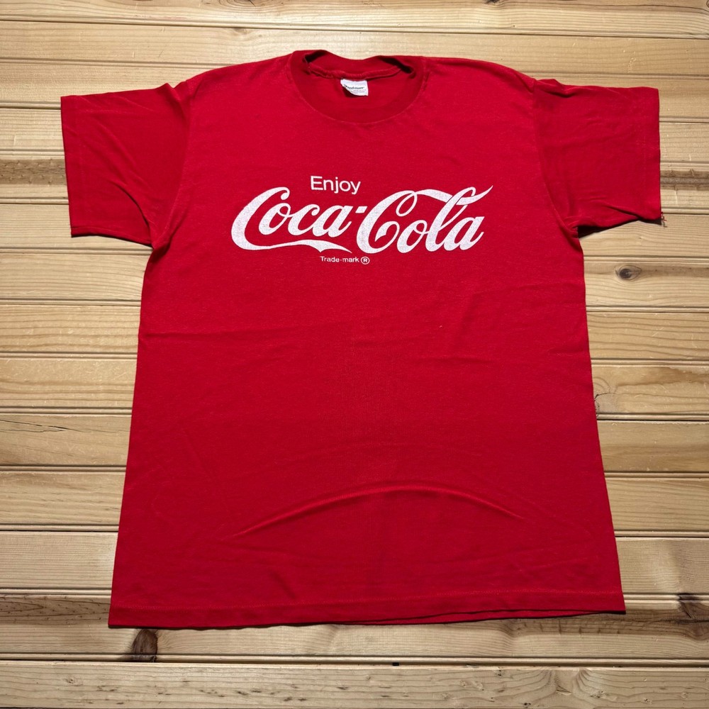 Vintage 80s 90s Coca-Cola Coke Soda Single Stitch Promo T-Shirt USA - Size Large