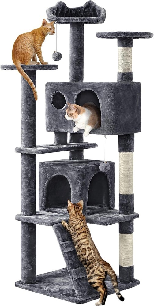 Yaheetech 62 Inch Cat Tree and Tower for Kittens and Cats, Dark Gray