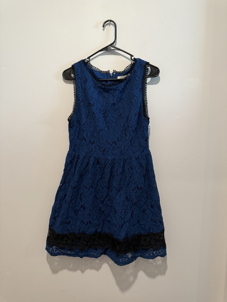 Francesca’s | Blue Fit and Flare Lace Mini Dress Size L