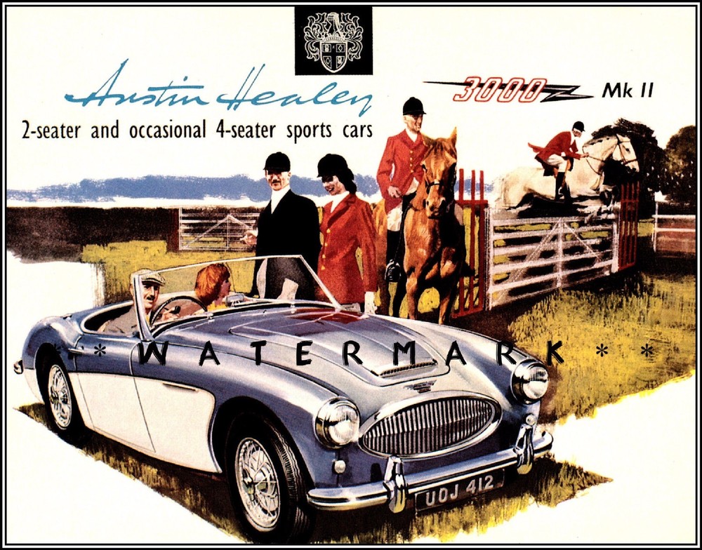 Austin Healey 3000 MKII 1959 -1968 Sports Car Vintage Poster Print Car Races