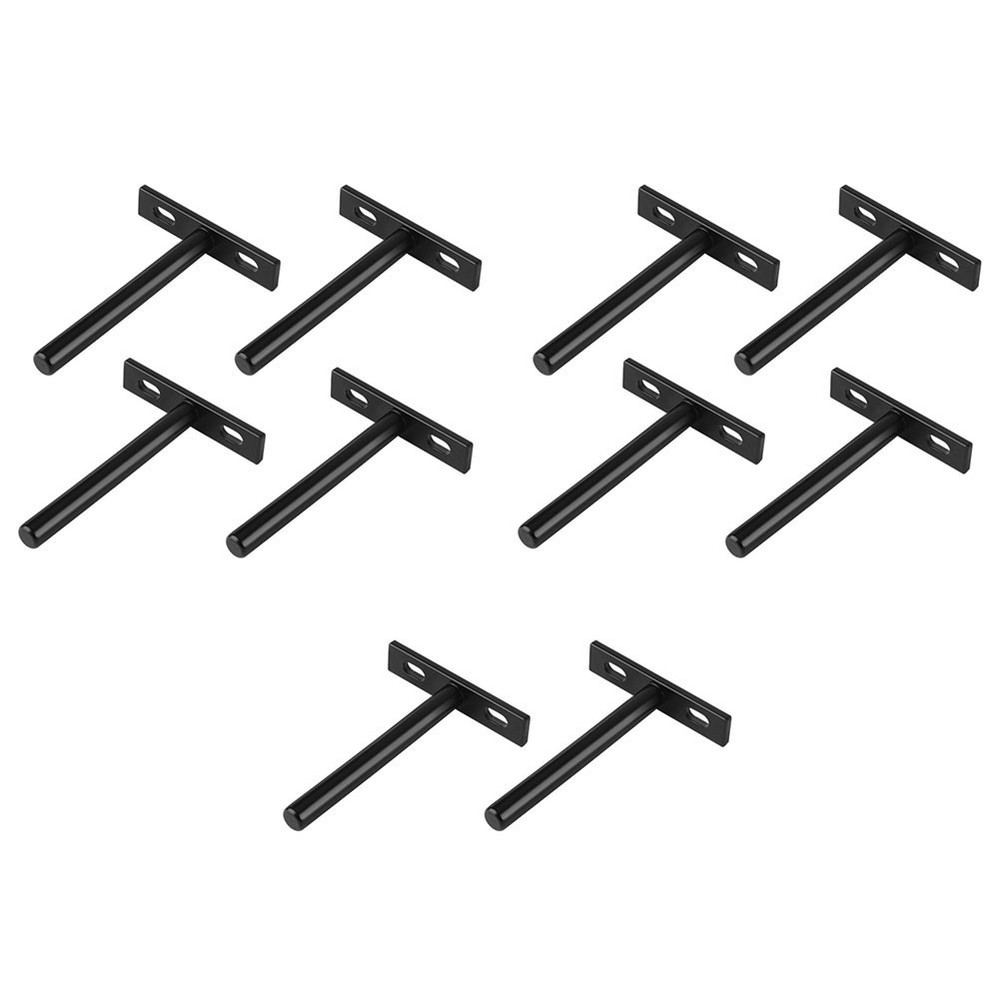 10 Pieces 5 Inch Floating Shelf Brackets Metal Bracket for Wood Shelf Black