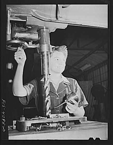 Knoxville Tennessee 1940s Training for War TVA Woman Drill Press Worker