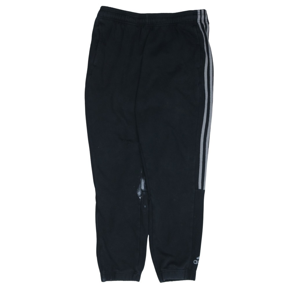 Adidas Mens Joggers Black Climalite Side Stripe Elastic Waist Cuffed Track L