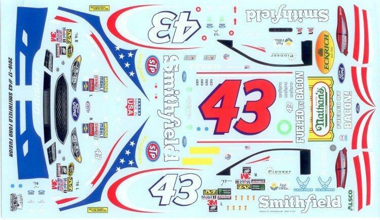 2016-17 Aric Almirola Smithfield Ace #43 NASCAR decal-image