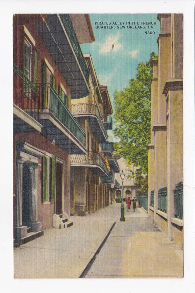Pirates Alley French Quarter New Orleans Louisiana Vieux Carre Linen Postcard
