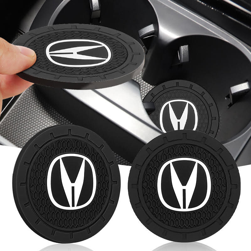 2PCS Acura Car Cup Coaster Non-Slip Silicone Water Cup Holder Waterproof Pad