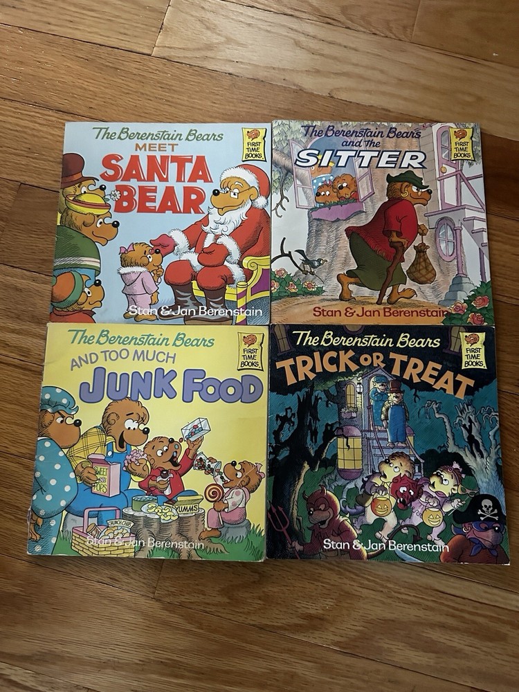 Lot Of 4 VTG Berenstain Bears First Time Books. 1978-1989 Trick Treat Junk Food