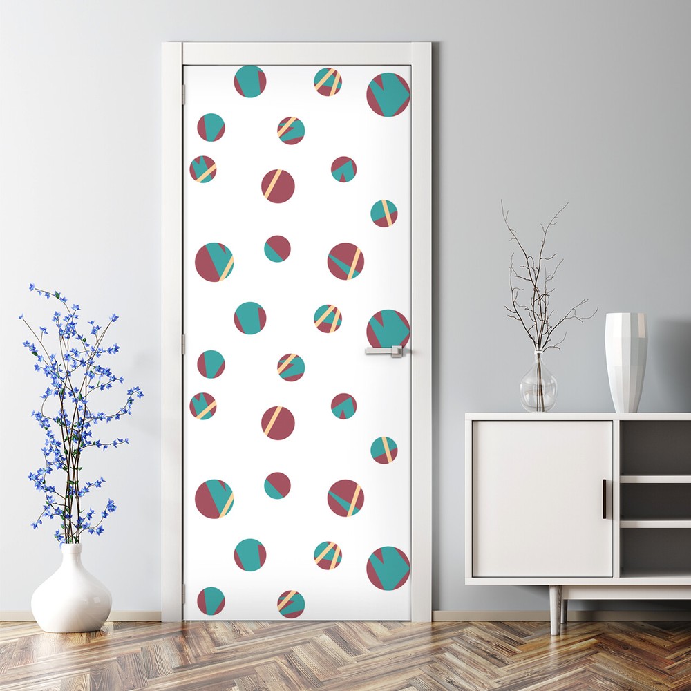 Colourful Dots Geometric Easy stick Adhesive Door sticker Circle Pattern Decal