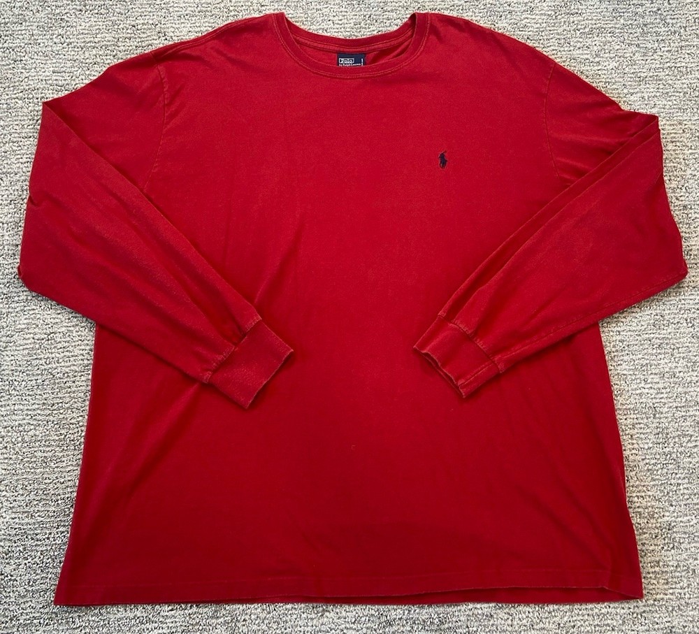 Vintage Polo Ralph Lauren Mens 2XL Red Long Sleeve T-shirt Pony