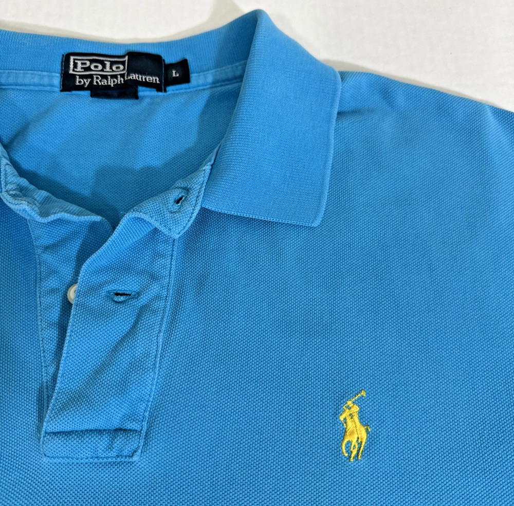 Polo Ralph Lauren Polo Shirt Mens Large Blue Classic Fit 100% Cotton Jersey