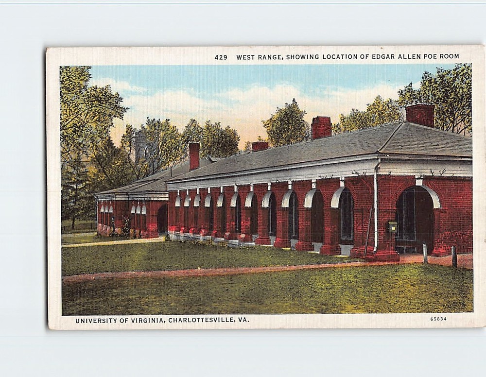 Postcard West Range Edgar Allen Poe Room University of Virginia Charlottesville